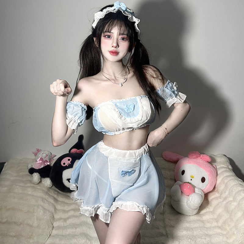 Japanese Lolita Maid Pleated Costume Set - product image 2