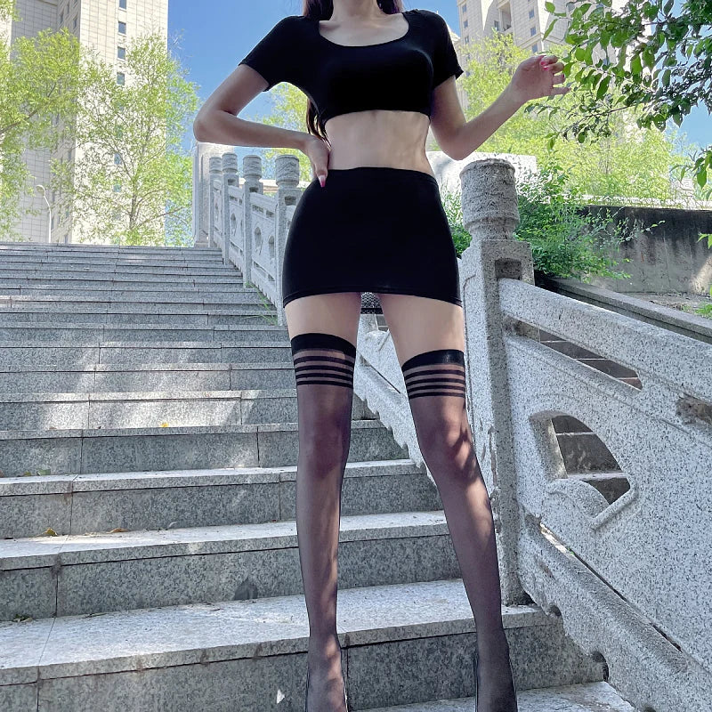 Sheer Mesh Open-Back Mini Skirt - image 4