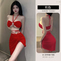 Halter High-Slit Bodycon Mini Dress