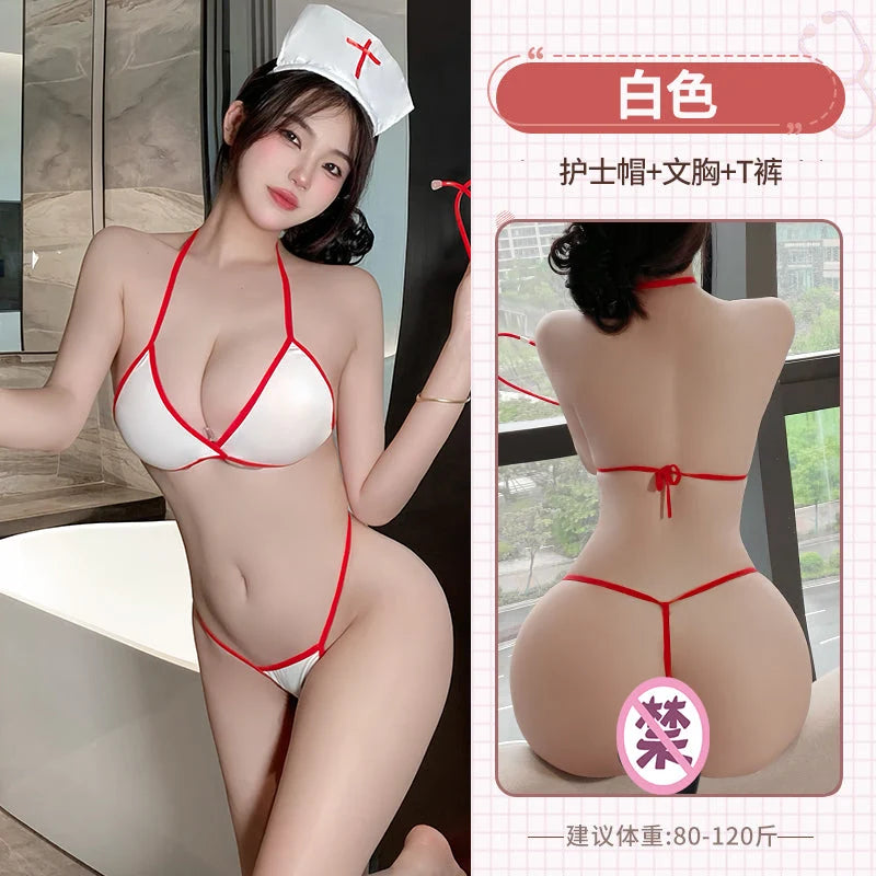 White Red-Trim Nurse Bikini Costume